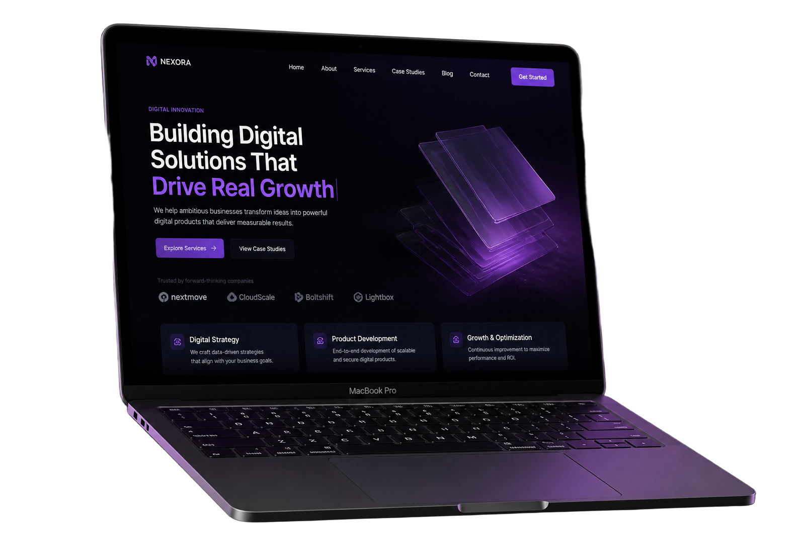 A3 Creative Labs premium website on laptop